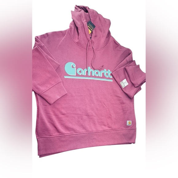 Carhartt Women's Rose Hoodie with Teal Logo - Picture 7 of 13